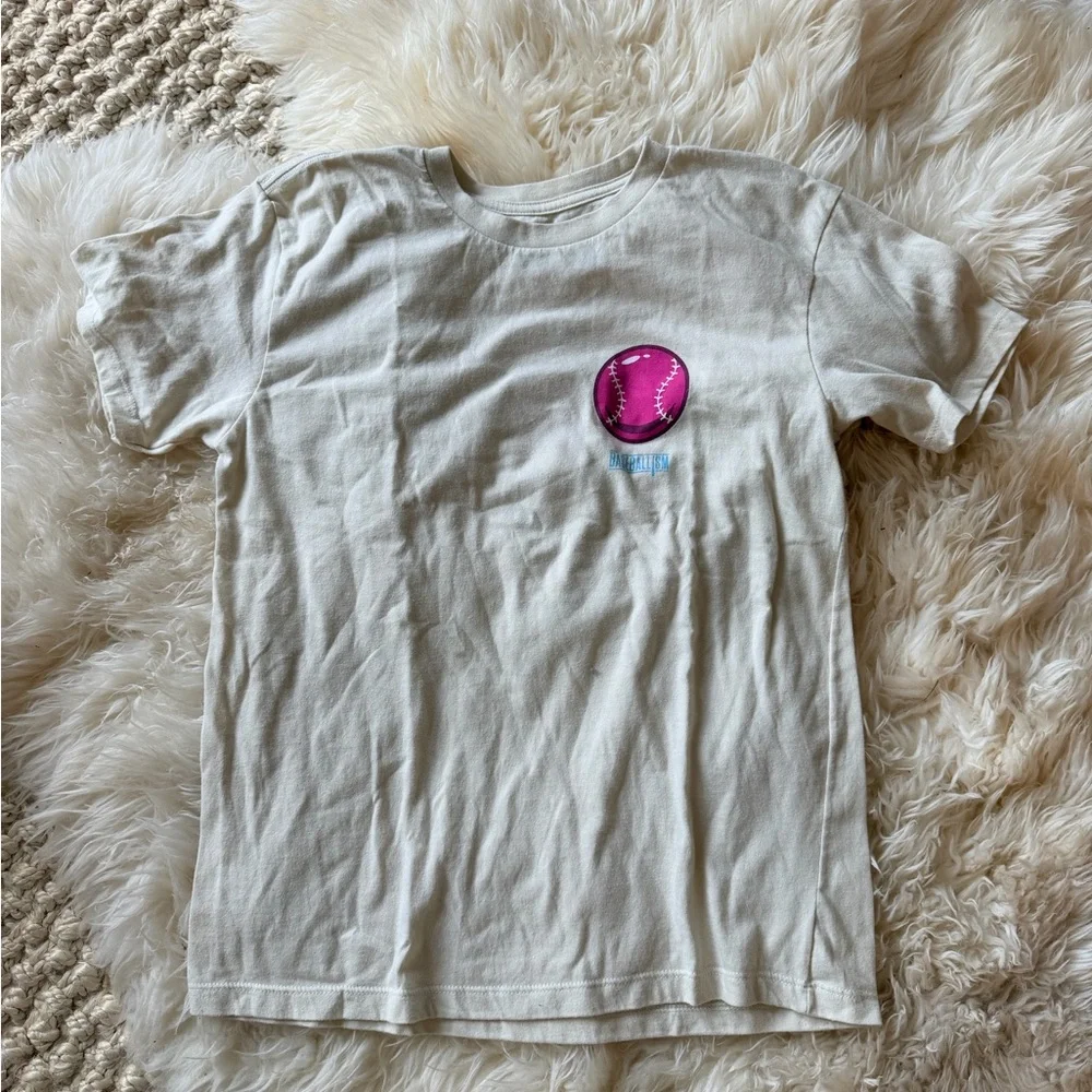 Kids Cream T-Shirt with Pink Graphic - Picture 3 of 3